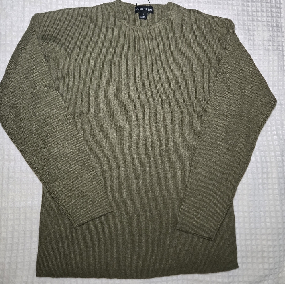 Pretty Little Thing Light Rib Knit Oversized Top Khaki Green Size Small NWT